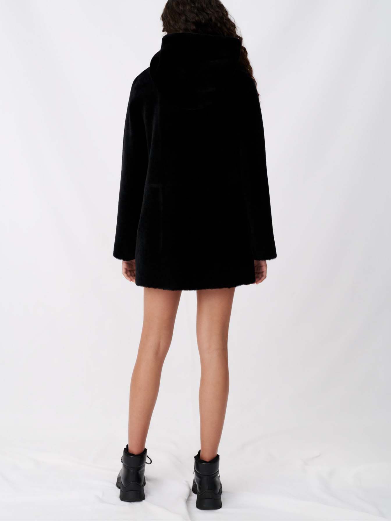 Palton reversibil din sherpa - Negru