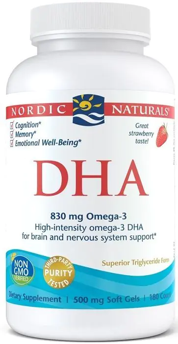 Nordic Naturals DHA 830 mg, Kapsułki, Smak truskawkowy