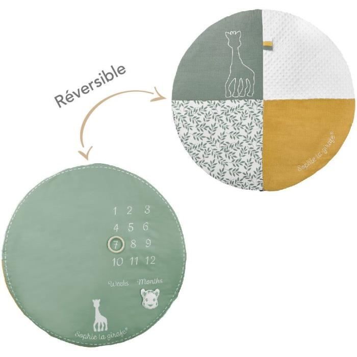 VULLI Reverso Playmat - Sophie the Giraffe - 1 side for activities and 1 side with photos - Adjustable arches