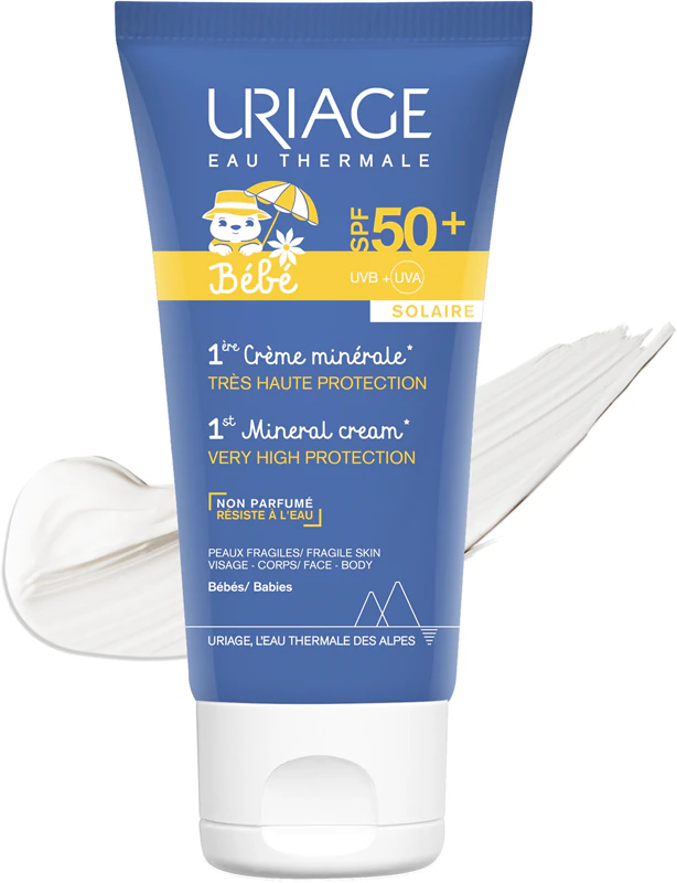 Uriage Bébé 1st Creme Mineral FPS 50+ protetor solar mineral FPS 50+