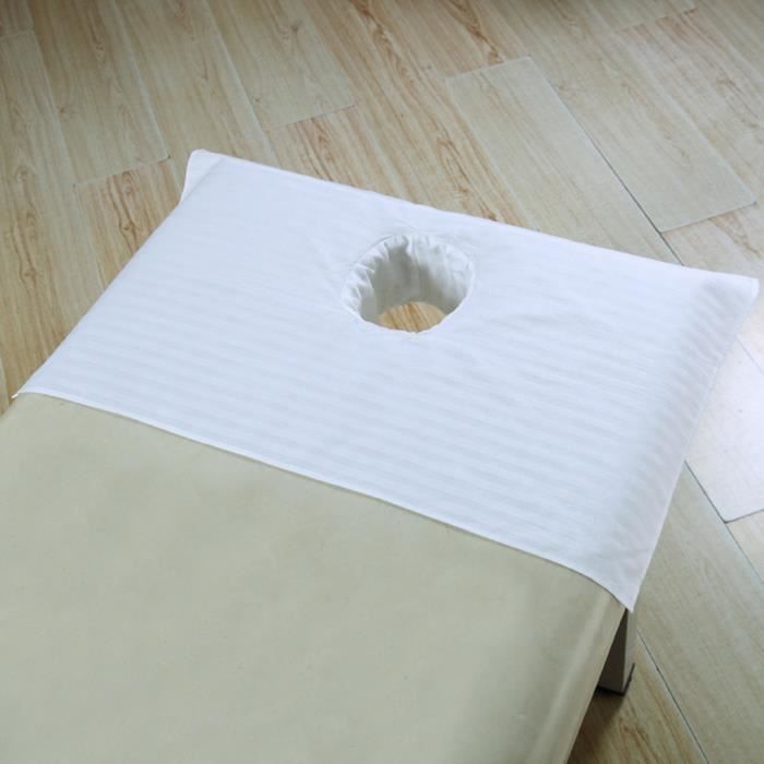 3pcs Housse de Table de Massage, Drap de Lit Massage avec Trou Pour Visage Pour Table Soins de Spa - Blanc