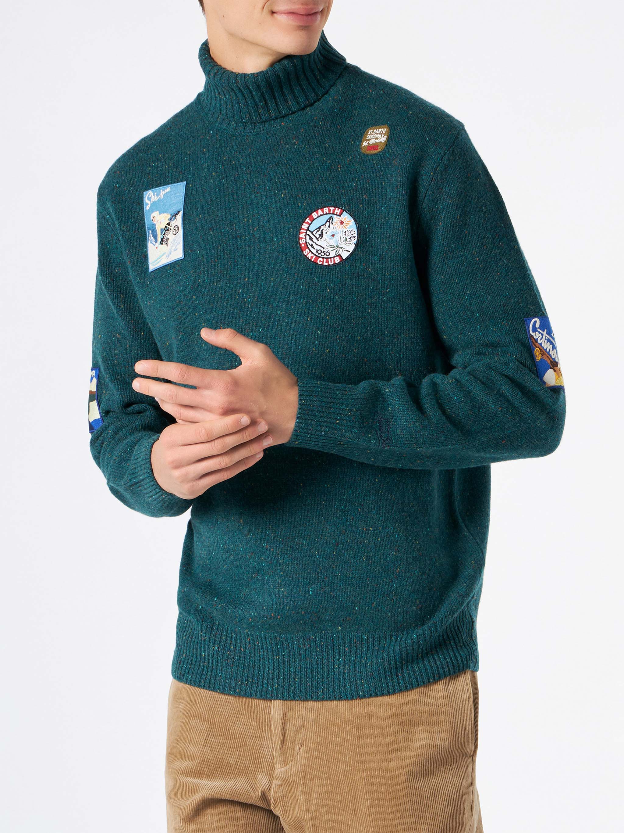 Pull à col roulé vert pour homme