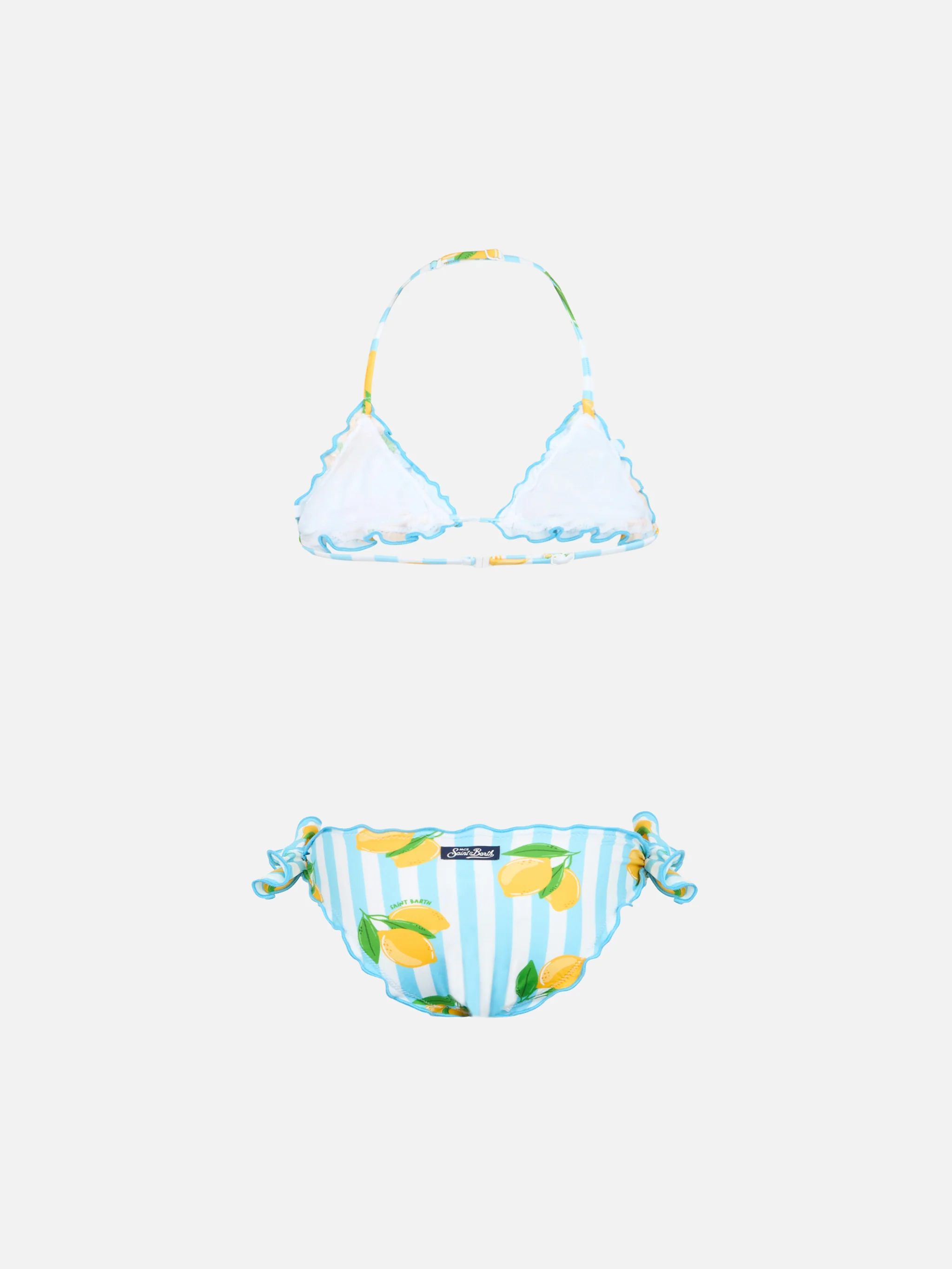 Biquíni clássico triangular Cris para meninas com estampa de limão