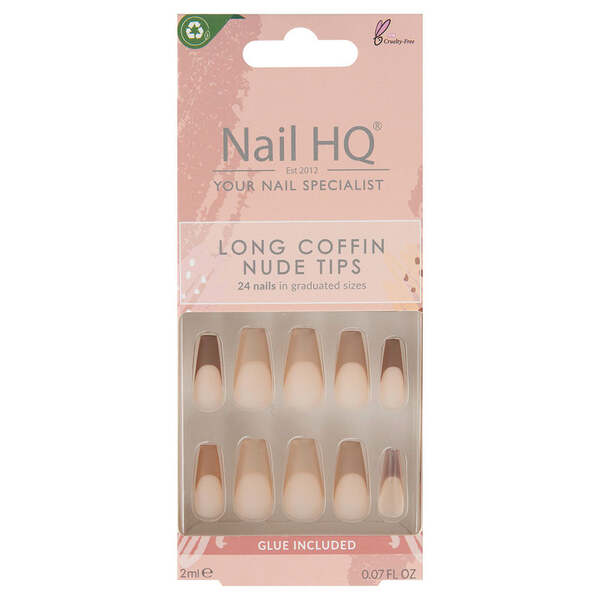 Puntas nude largas con forma de ataúd de Nail HQ