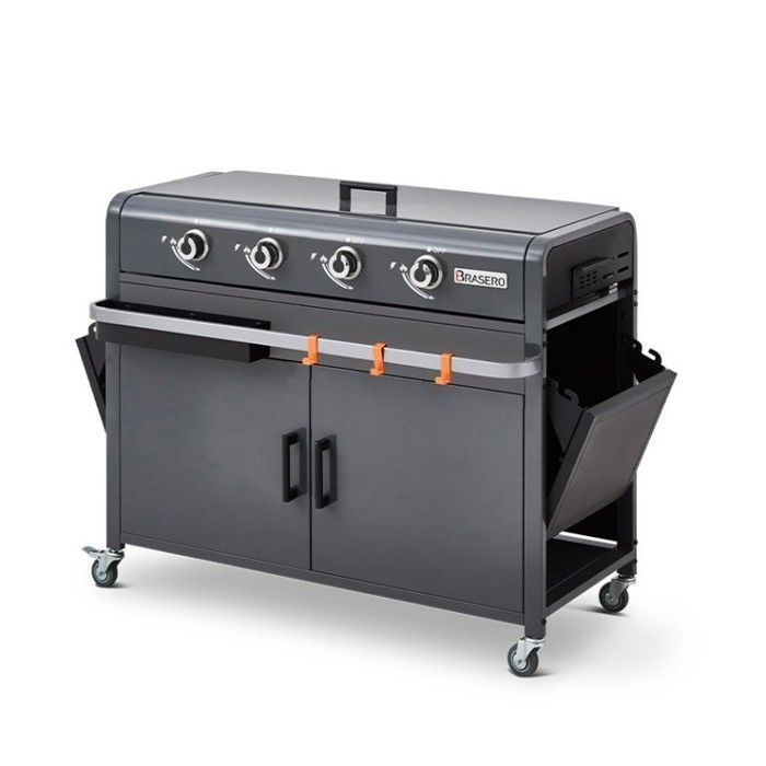 Plancha gaz Lola – BRASERO BY FAVEX – 4 brûleurs 9,6 kW – Plaque inox – 4 zones de cuisson – LONGTIME®