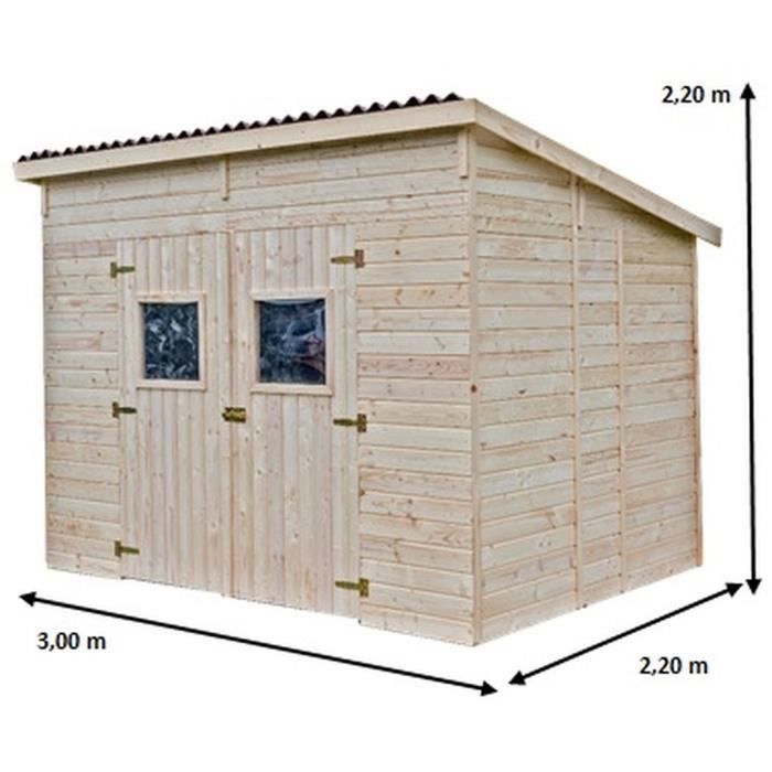 Caseta de jardín HABRITA de paneles y madera maciza - Techo a una sola pendiente - Sin suelo - 16 mm - 6,60 m²