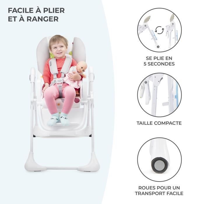 Seggiolone YUMMY Baby - KINDERKRAFT - Multicolore - Regolabile - Vassoio rimovibile - Ruote