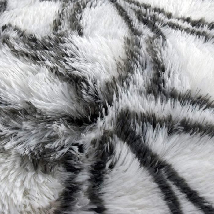 Alfombra de pelo largo para sala de estar, 160x230cm, blanca con estampado - Alfombra de mesilla de noche, suave, para sala de estar, dormitorio o sofá.