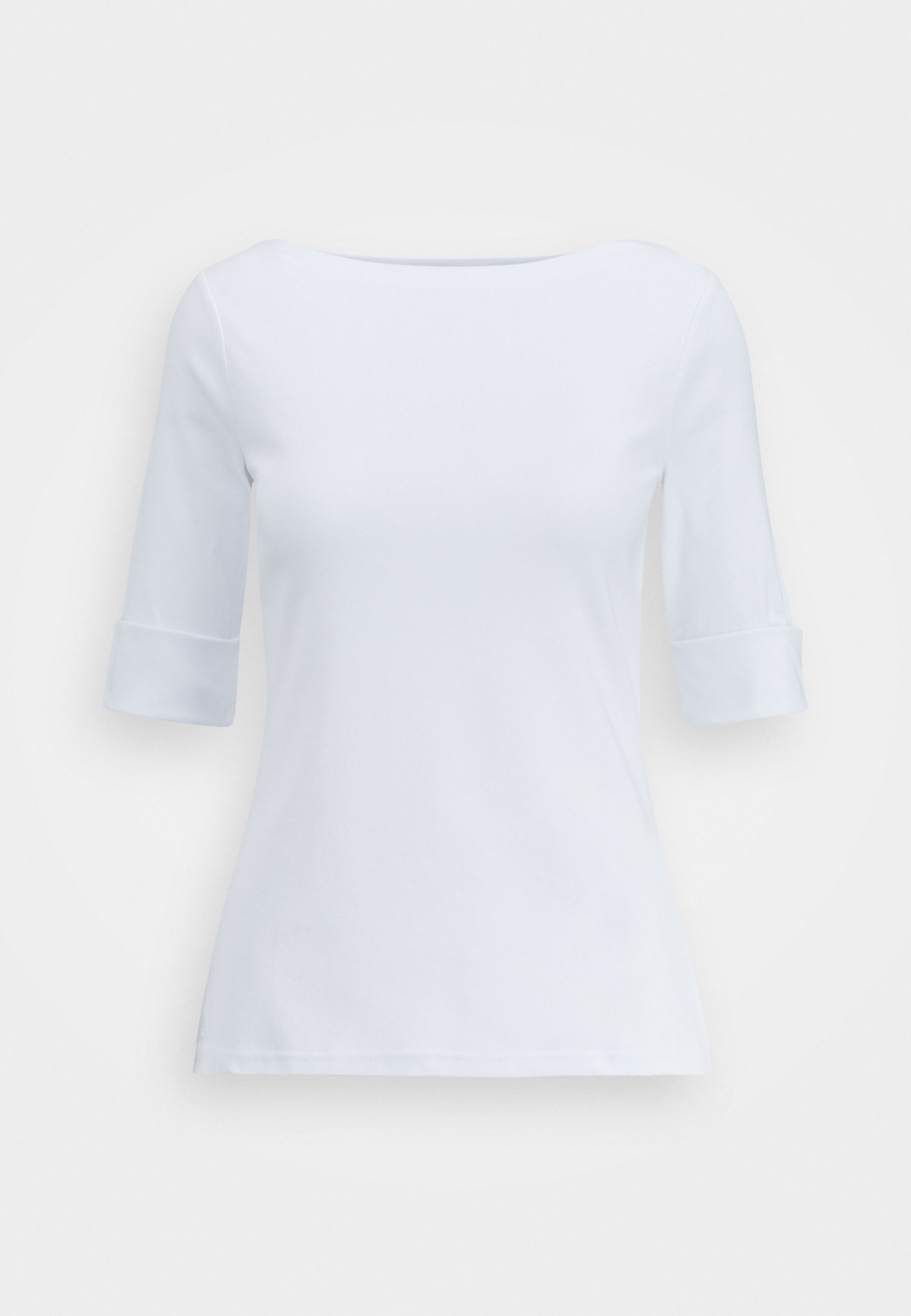 Lauren Ralph Lauren STRETCH KATOENEN T-SHIRT MET BOOTHALS - Basic T-shirt - bianco