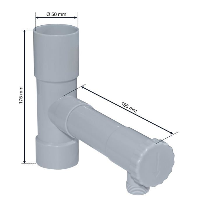 Raccord PVC récupérateur d'eau - Jardibric - Ø50 mm - Sortie filetée 20x27 - Installation rapide