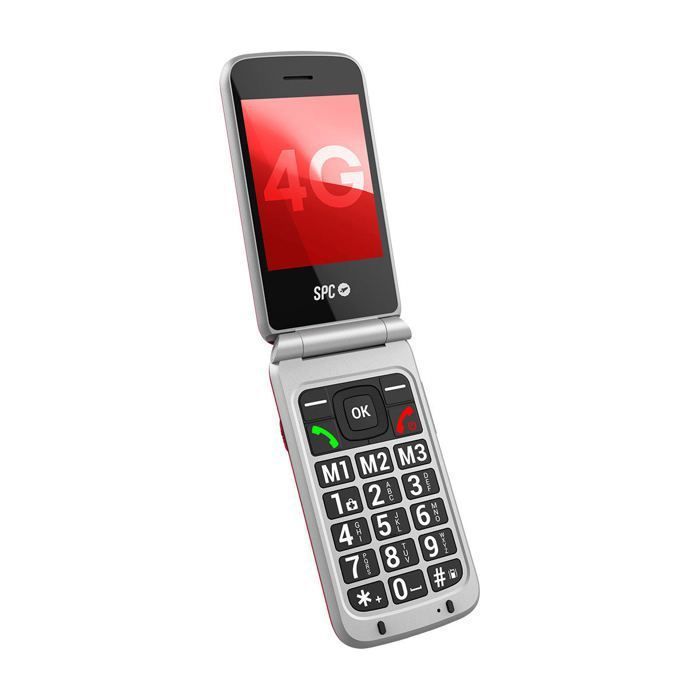 Téléphone portable pour senior (clapet) -  SPC STELLA 3 - Grandes touches - Bouton SOS - 4G VoLTE