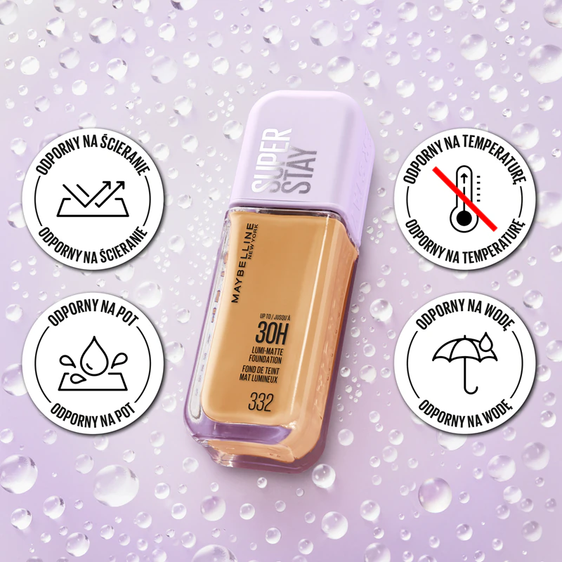 Base leve SuperStay Lumi-Matte da MAYBELLINE NEW YORK para resultados de longa duração.