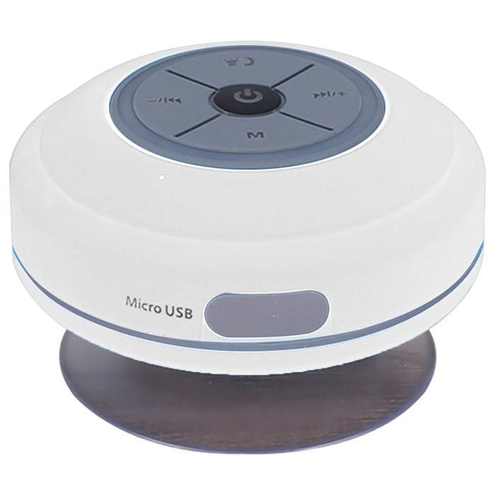 Altavoz Bluetooth resistente al agua para la ducha con LED, radio FM, lector de tarjetas TF, ventosa y función de manos libres.