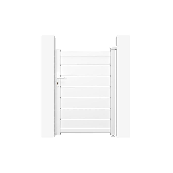 Lot portail battant et portillon - Casanoov - VOGEL - 3m H.143cm / Portillon 1m H.143cm - Blanc - Aluminium