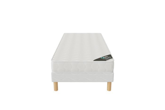 Base de cama y colchón - 90x190 - H15cm - Base de cama tapizada y colchón de espuma - Confort equilibrado - ELITE - COMFORT