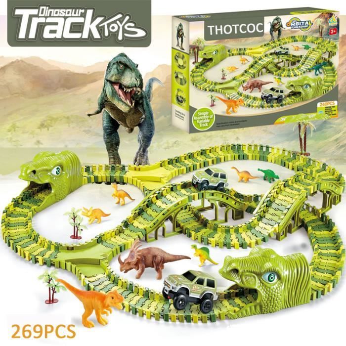 THOTCOC Dinosaur Car Track - Construction toy for children aged 3 and up - 269 pieces