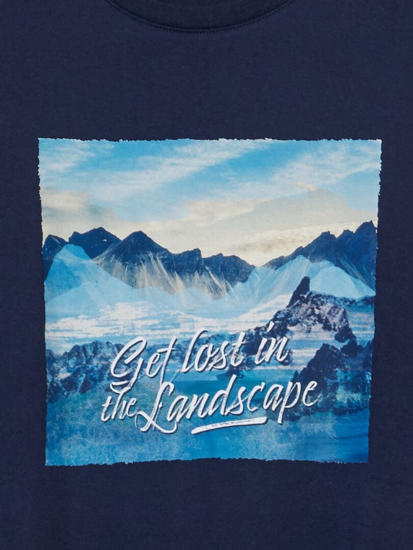 Camiseta de manga curta com estampa - AZUL