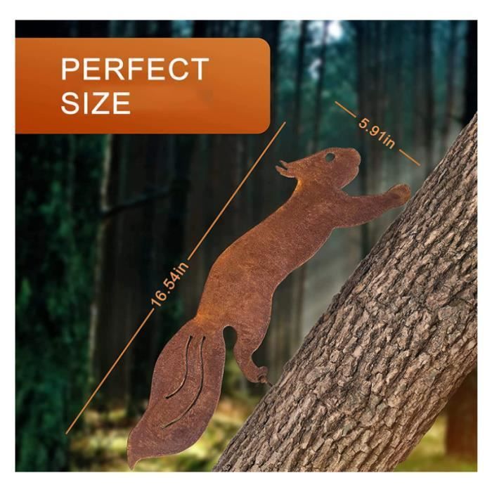 Puutarhakoriste - Ruoste - Orava - Koristeellinen rauta - 15 cm korkea - 42 cm leveä