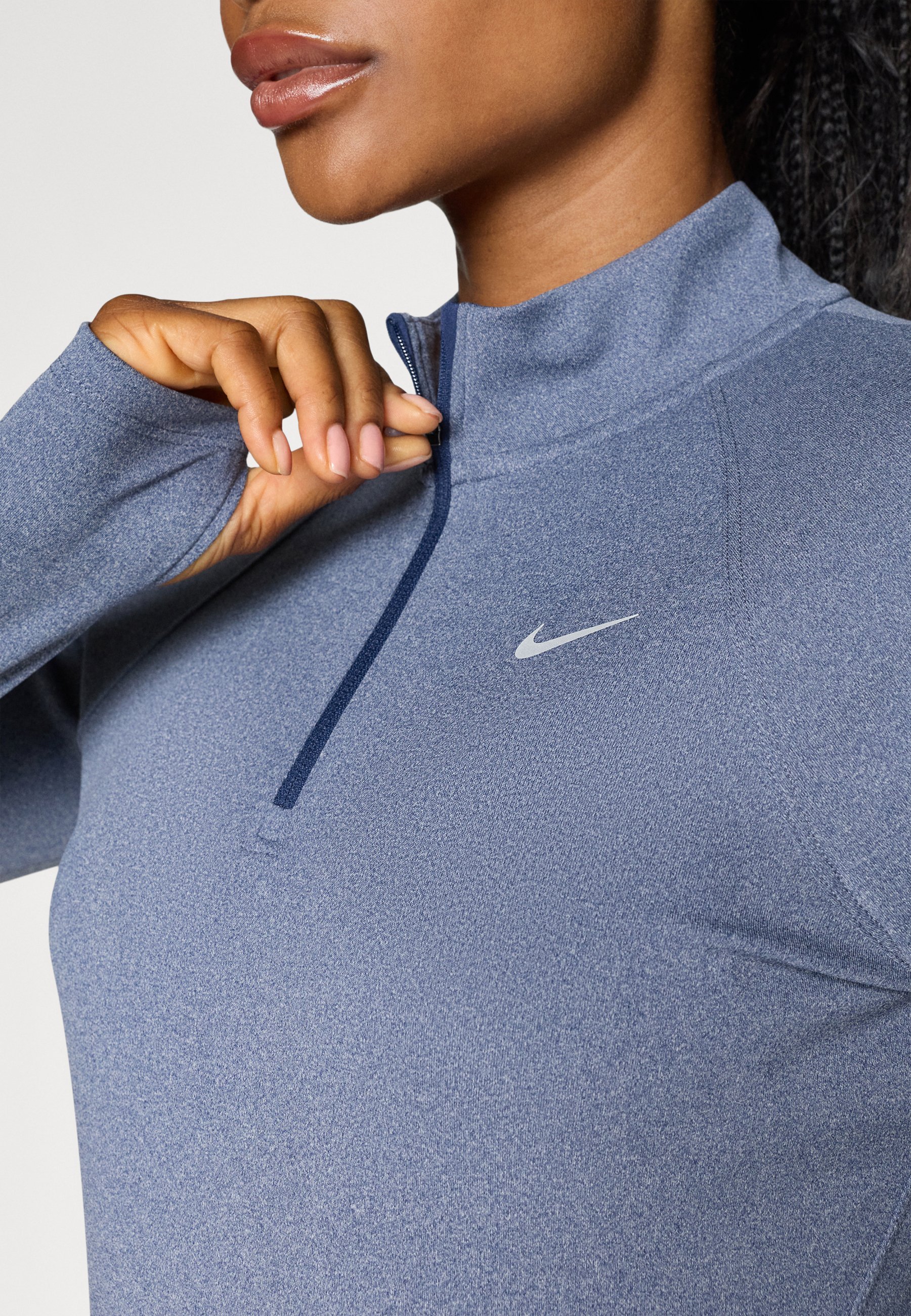 T-shirt à manches longues Nike Performance TEMPO - bleu marine nuit/gris chiné/argenté réfléchissant
