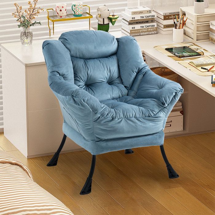 Fauteuil à bascule 75 x 80 x 85 cm, fauteuil à bascule en métal avec poches latérales, fauteuil d'allaitement minimaliste, bleu