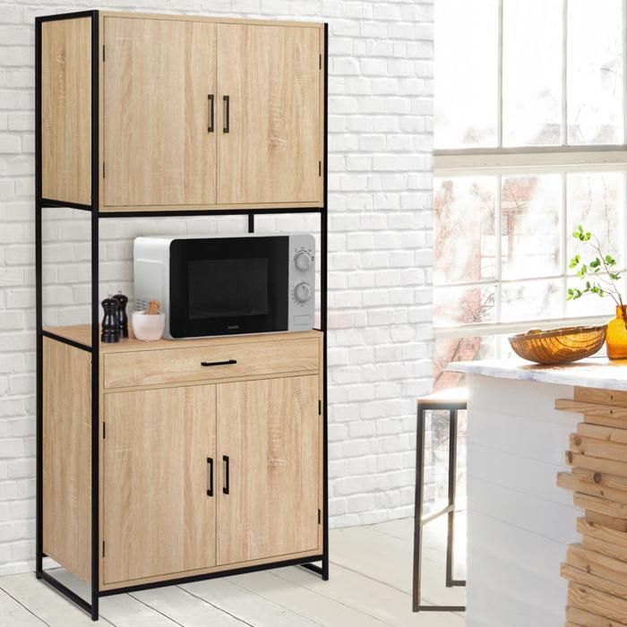 Aparador de cozinha IDMARKET Detroit de 80 cm, 4 portas, design industrial + gaveta