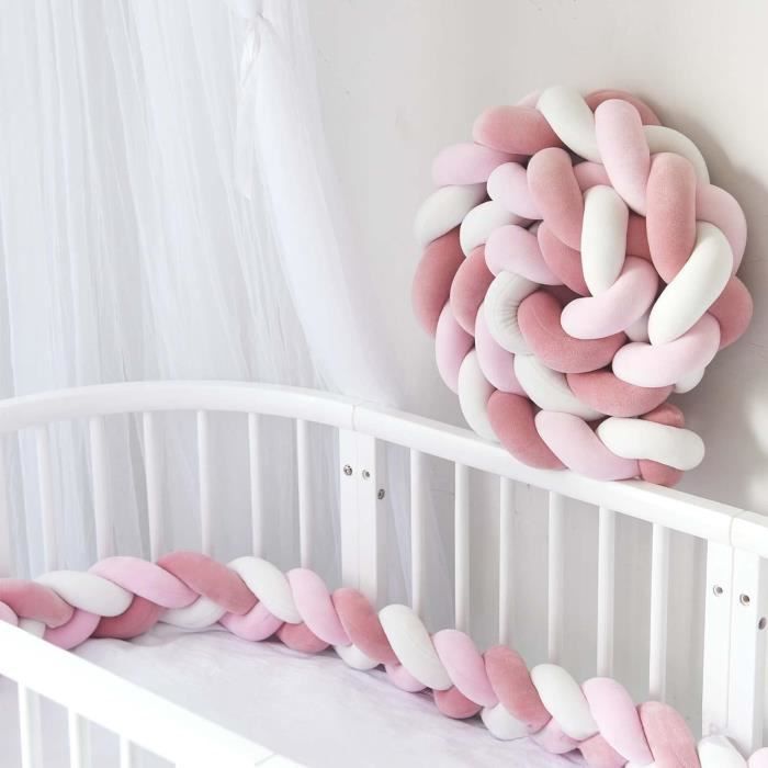 Berceau Bumpers Coussins Noué Lit Bumpers Lit Doux Noeud Oreiller Doux Confortable 100% Coton Lit Ensemble，1m