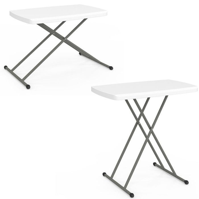 Mesa plegable IDMARKET con 3 posiciones de altura ajustables para camping en interiores y exteriores.
