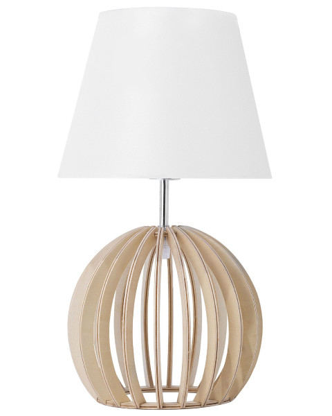 Lampa stołowa drewniana 41cm biały abażur