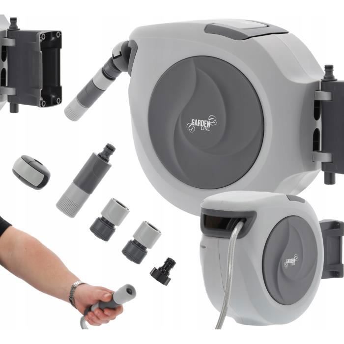 Carretel automático para mangueira de jardim com mangueira de 15m.
