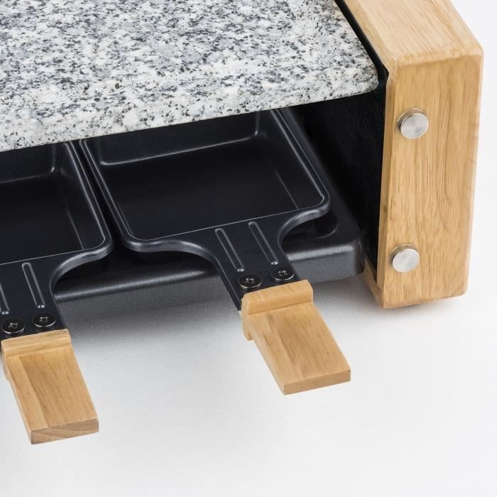 HKOENIG Raclette Grill - WOD8 - Geschikt voor maximaal 8 personen - Baksteen - Houten design - 1200W