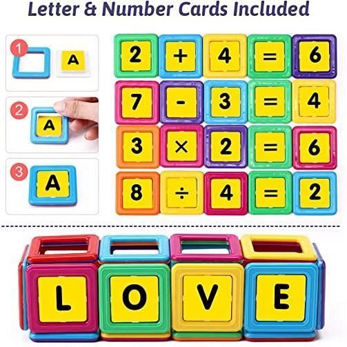 Jeu de Construction Magnétique - AMOUNE - Bloc Mini Aimanté Jouet Educatif - 116 Pièces
