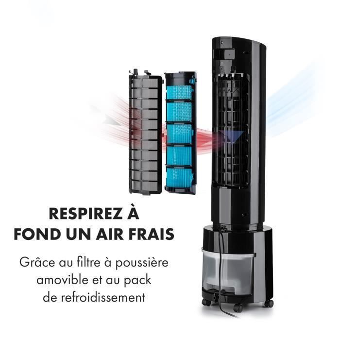Enfriador de aire Klarstein Waterfall: ventilador, humidificador y purificador (negro).