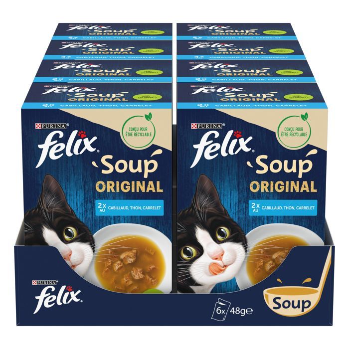 Sopa Felix Seleção de Peixes 48x48g - Sachês de sopa para gatos adultos