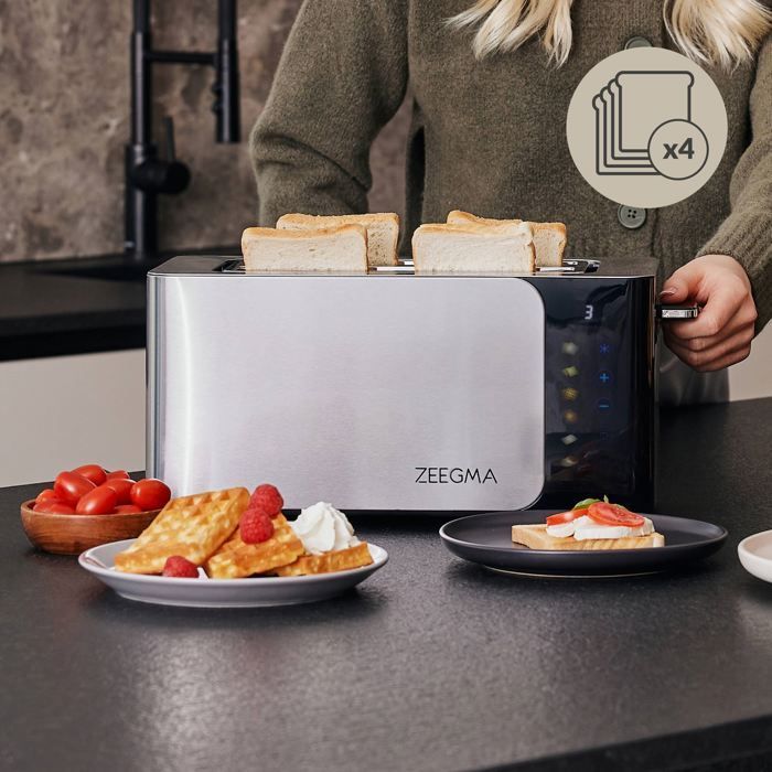 Grille-pain - ZEEGMA - Tostee Chef Smart - 4 tranches - 1500 W - 6 niveaux de dorage