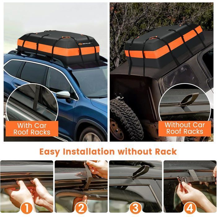 GIANTEX 425L Waterproof Car Roof Box with 10 Straps & 6 Door Hooks, for Vehicles with/without Roof Bars