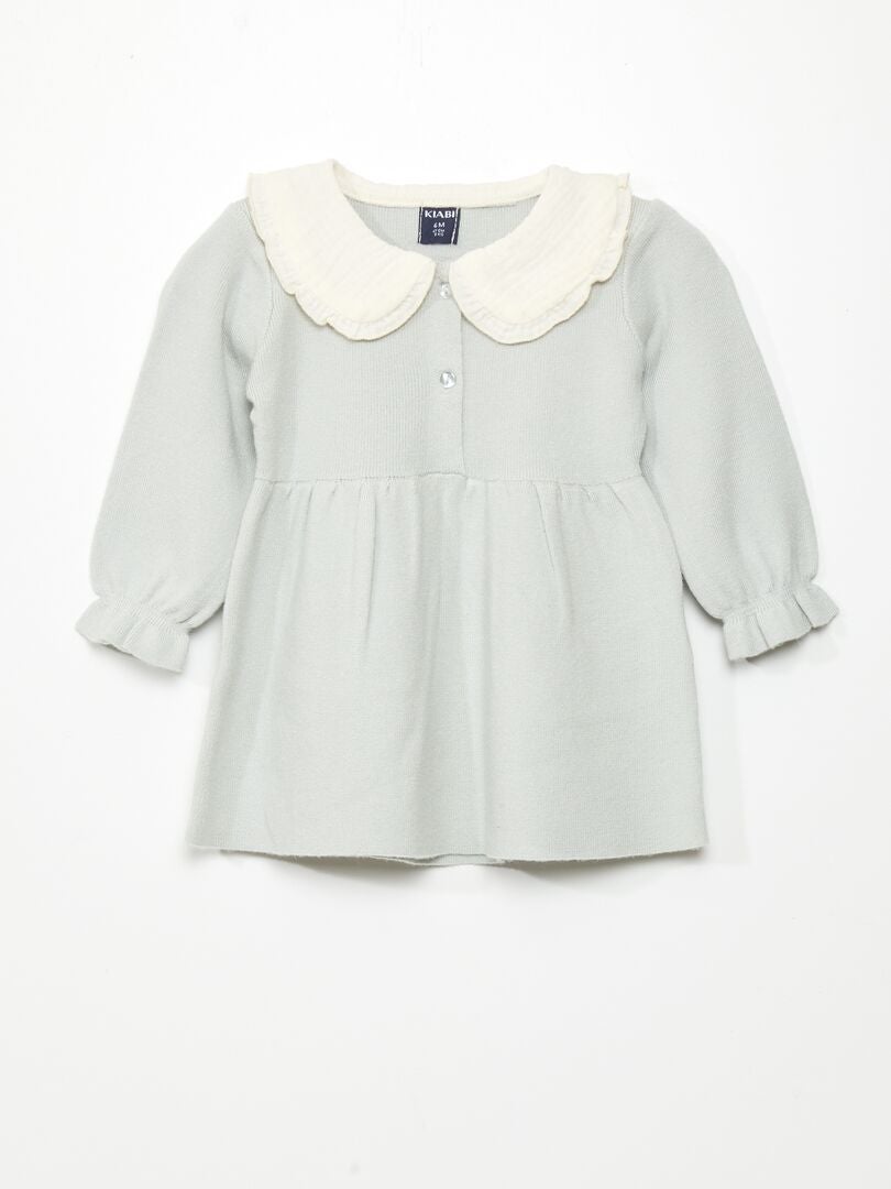 Vestido de malha leve com gola Claude - AZUL