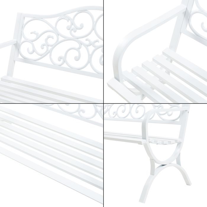 Utav Gartenbank 127 x 53 x 79 cm, weißer Stahl
