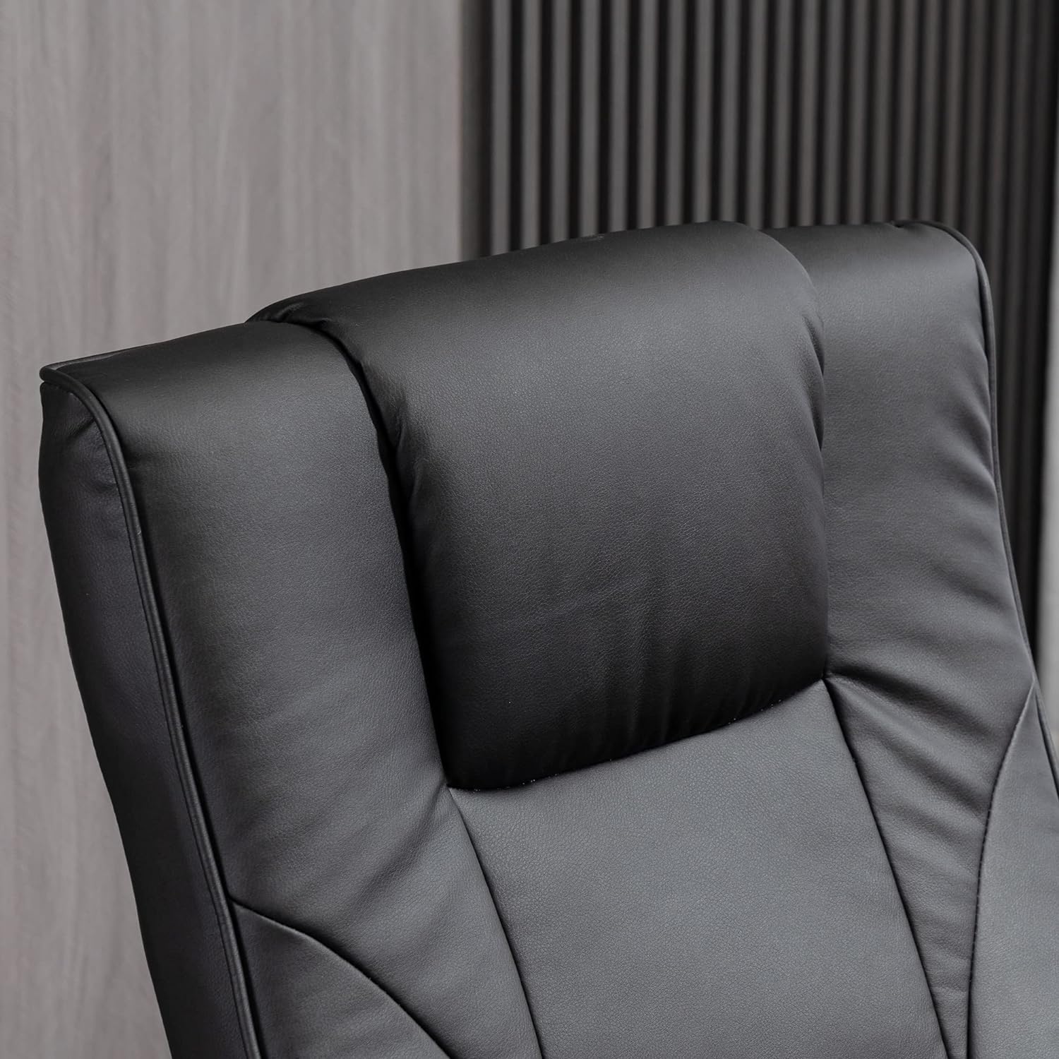 HOMCOM Massagestoel met voetensteun, rustfunctie, verstelbare stoel met massagefunctie, 360° draaibaar, kunstleer, zwart+bruin staal, 73 x 83 x 106 cm