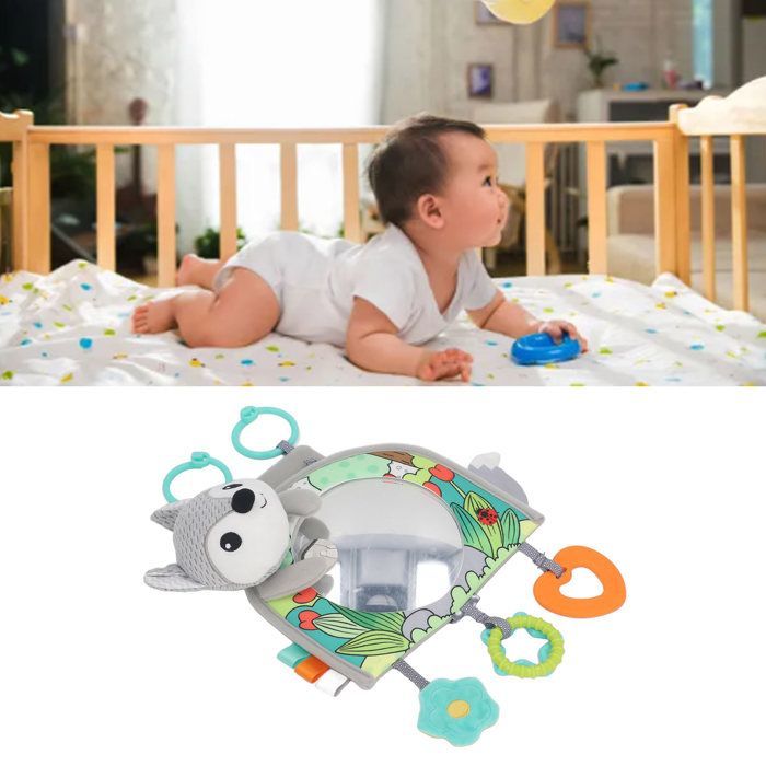 Espejo de juguete para coche de bebé Mxzzand, juguete para coche de bebé con espejo, accesorio que mejora el tiempo de juego, zorro gris