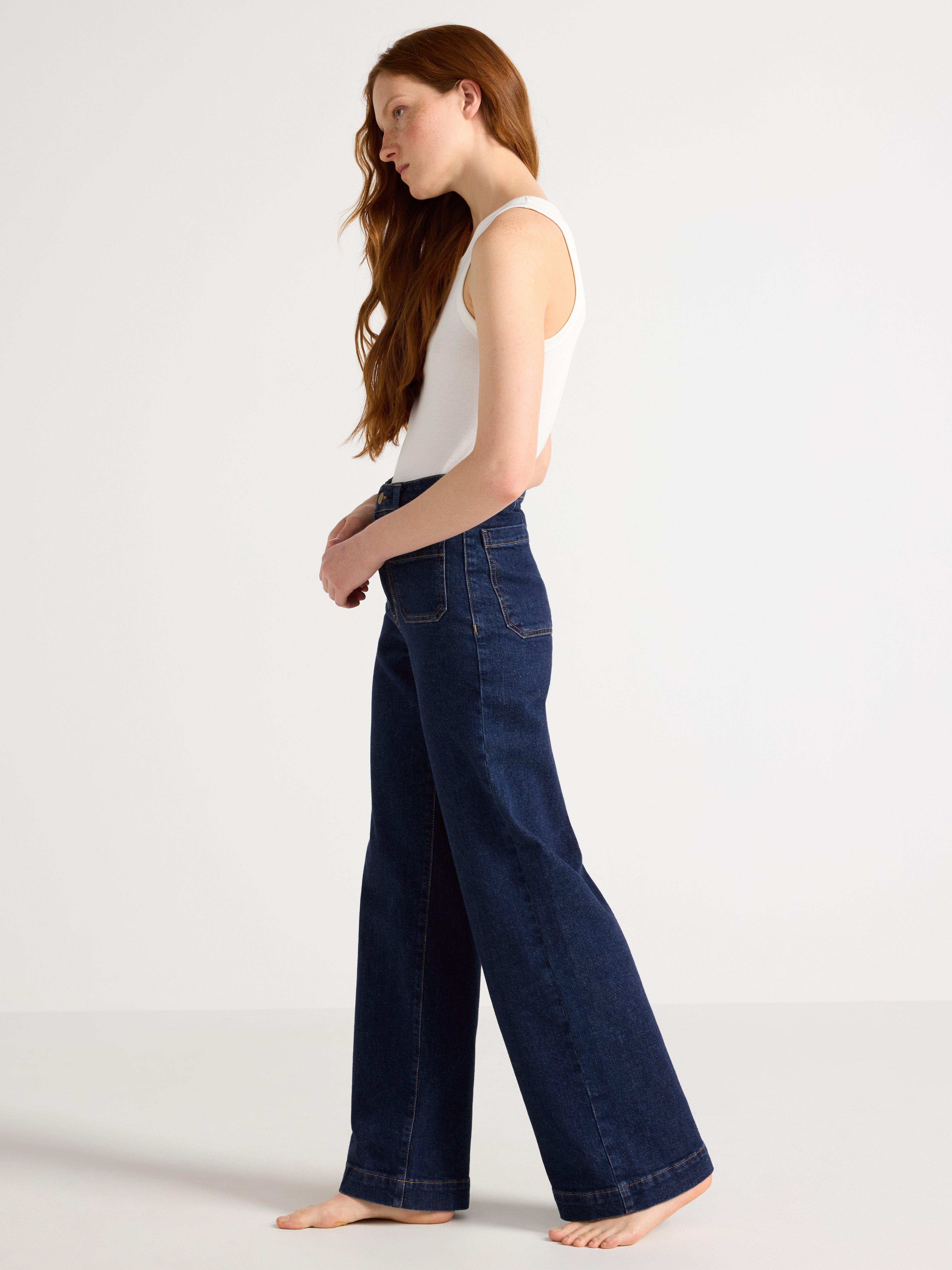 VIDE jeans med lett stretch i mørk denim