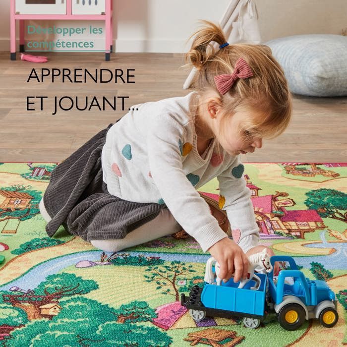 Tappeto gioco per bambini 95x133 cm, Candy Town - Pista per auto - Lavabile - Antiscivolo - Carpet Studio