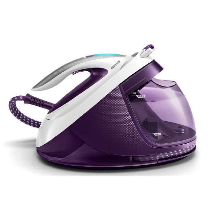 Plancha con generador de vapor - PHILIPS - GC9660/30 - PerfectCare Elite - 7,5 bares - 1,8 L - Blanco/Morado