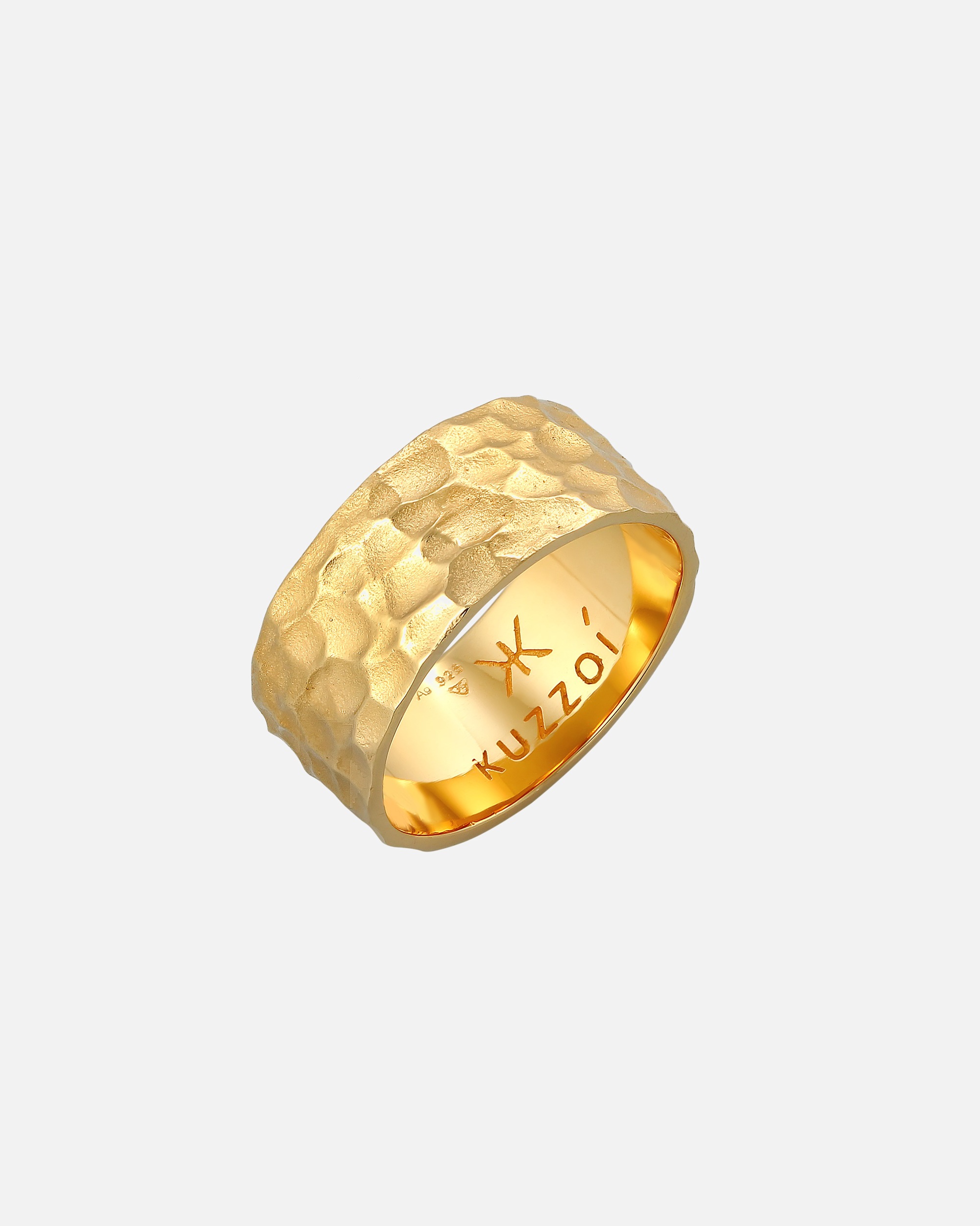 KUZZOI Bague pour homme en argent sterling 925, martelée et massive.