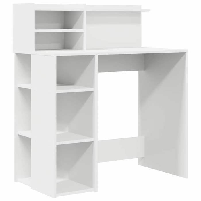 vidaXL Desk with storage and shelf, white, 90 x 48 x 101.5 cm, 869522