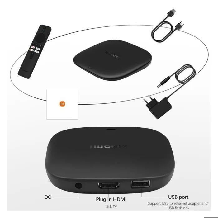 Xiaomi Mi TV Box S di terza generazione, 2 GB di RAM + 32 GB di ROM, ricevitore per streaming 4K Ultra HD, Bluetooth, Wi-Fi 6, nero.