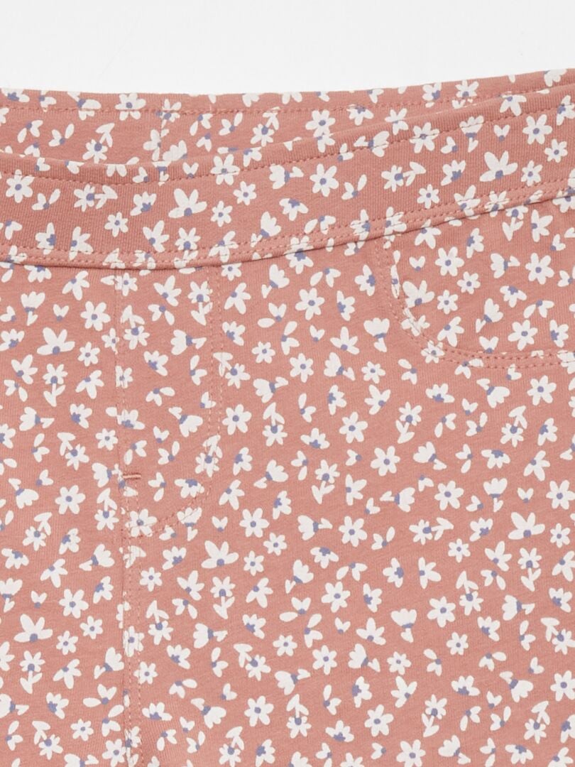 Bedrukte gebreide jeggings - ROZE
