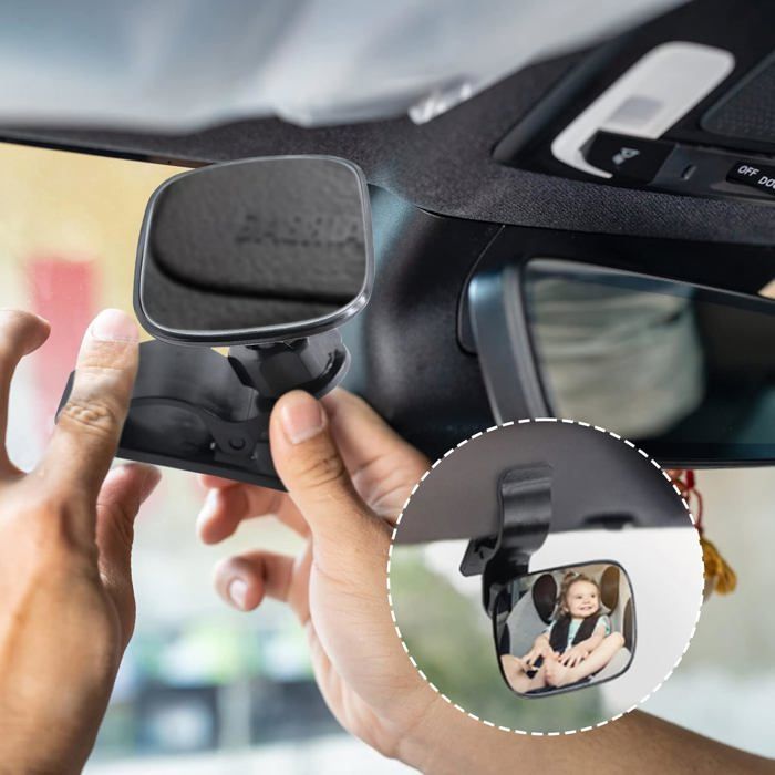 Espejo retrovisor para bebé con clip, rotación de 360°, espejo para coche con visión amplia, seguridad en los asientos traseros, 9 * 5,7 cm