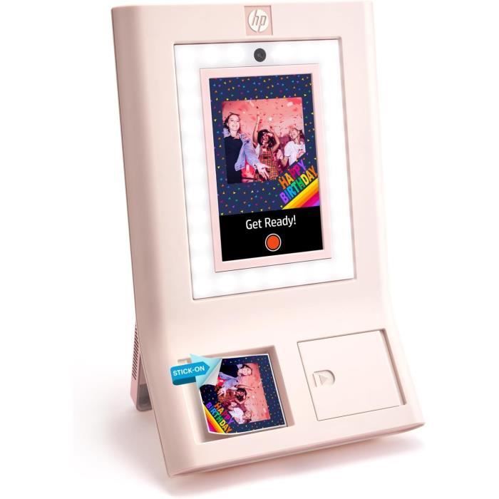HP Sprocket Photobooth — 3x4 Instant Photo Printer, Pink, Wi-Fi, ZINK, 10.1