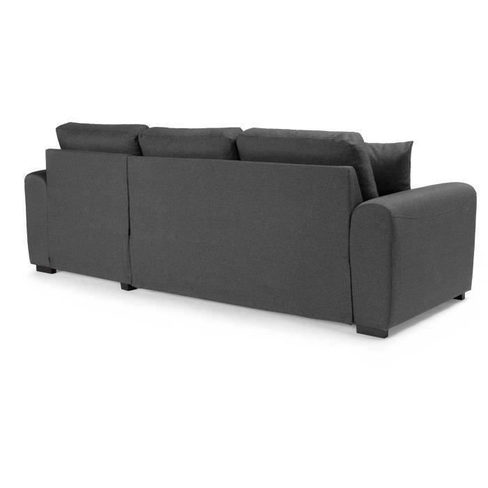 Sofá cama esquinero reversible de 4 plazas - Tela gris - Ancho 244 x Profundidad 151 x Alto 90 cm - HAMILTON - Fabricado en Ucrania