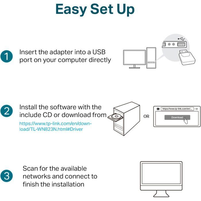 Powerful N300 Mbps WiFi key, mini USB WiFi adapter, WiFi dongle, WPS button, compatible with Windows 11/10/8.1/8/7/XP